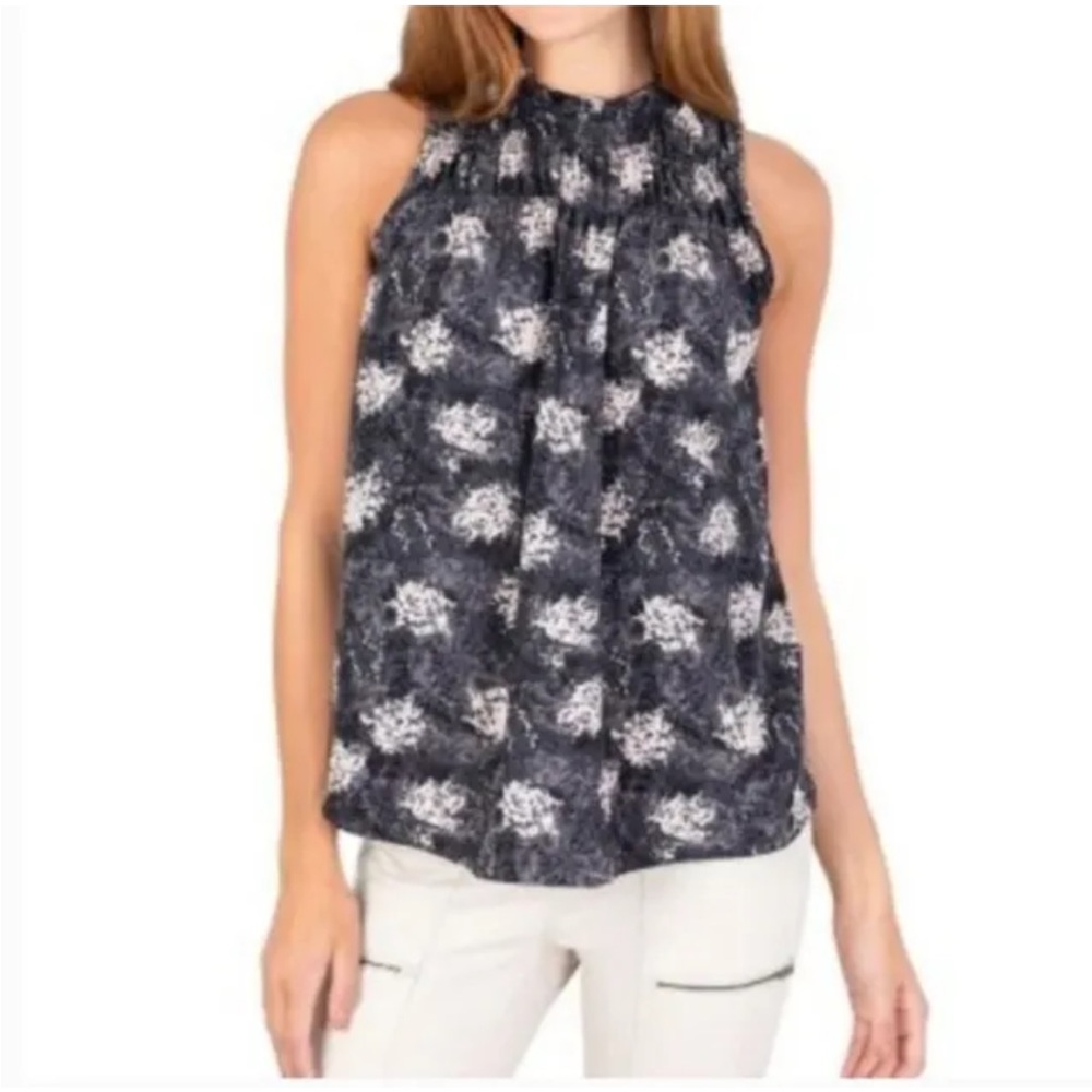 Joie Baltic Print Top Size Medium Sleeveless Smocking Retail $198